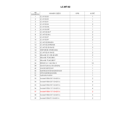 Sworzeń fi30x115 T-Gm20 S-Ł z kalamitkami
